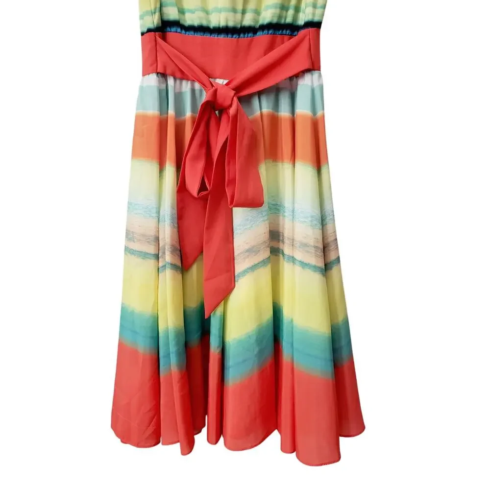 Ted Baker ILVA Sunset Stripe Midi Dress Multicolor Size 1 (US 4)